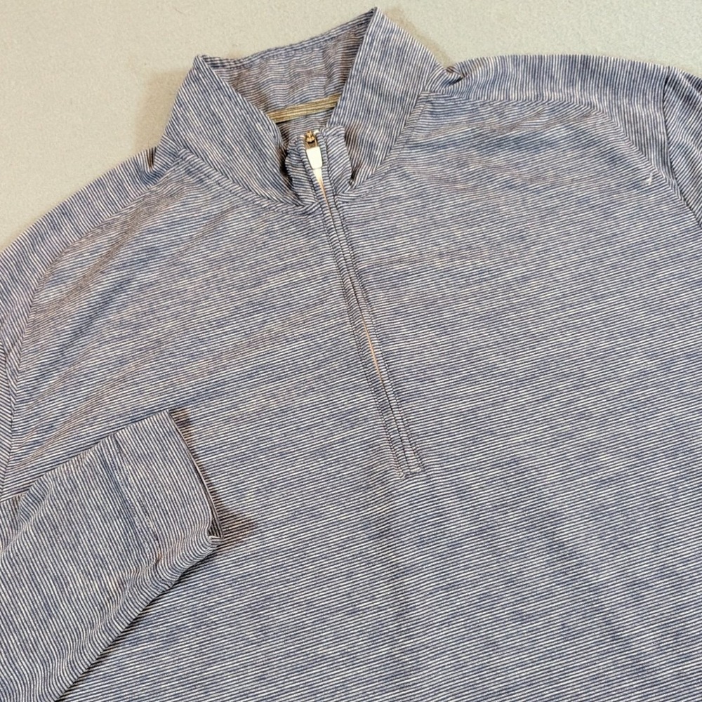 Johnnie-O Mens Quarter Zip Golf Pullover Shirt Size XL Blue White‎ Striped